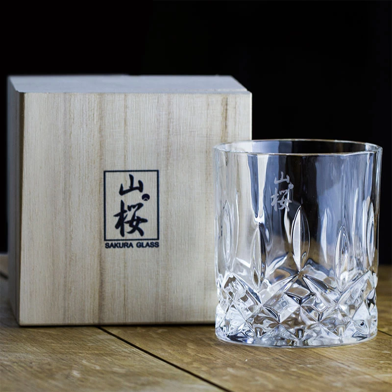 日式手工 無鉛水晶 江戶硝子山櫻款威士忌杯(原裝木盒)：圖片 3