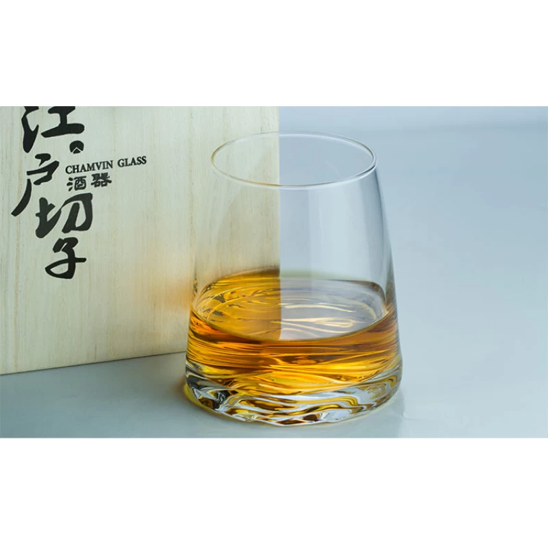 日式手工 無鉛水晶 江戶切子-近月遠山杯(原裝木盒)