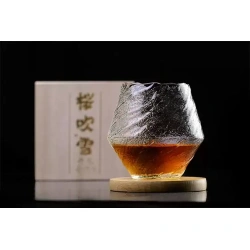 日式手工 無鉛水晶 江户硝子櫻吹雪酒杯(原裝木盒)