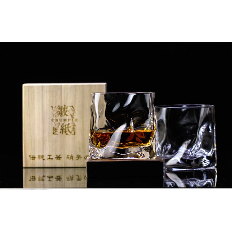 日式手工 無鉛水晶"皺紙"設計師威士忌杯(原裝木盒)：圖片 3