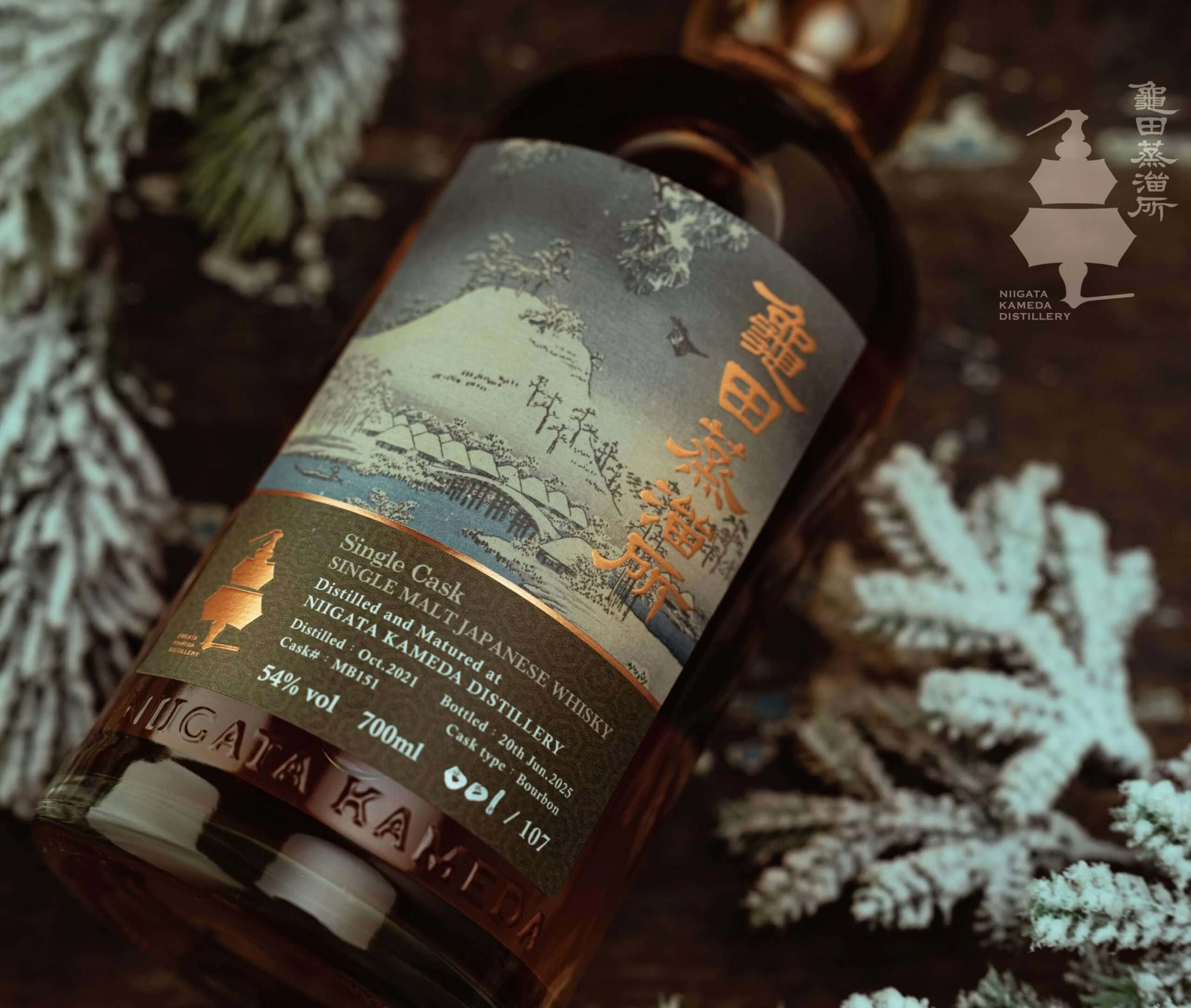 龜田蒸溜所 銀苑映雪一景54% 龜田單桶原酒:圖片 2