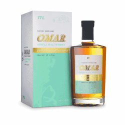 OMAR豐收系列NO.4單一麥芽威士忌酒瓶與薄荷綠外盒