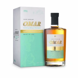OMAR豐收系列NO.4單一麥芽威士忌酒瓶與薄荷綠外盒