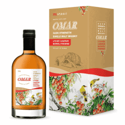 OMAR荔枝酒桶原桶強度威士忌酒瓶與彩繪外盒