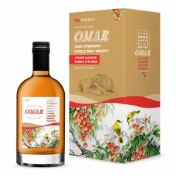 OMAR荔枝酒桶原桶強度威士忌酒瓶與彩繪外盒