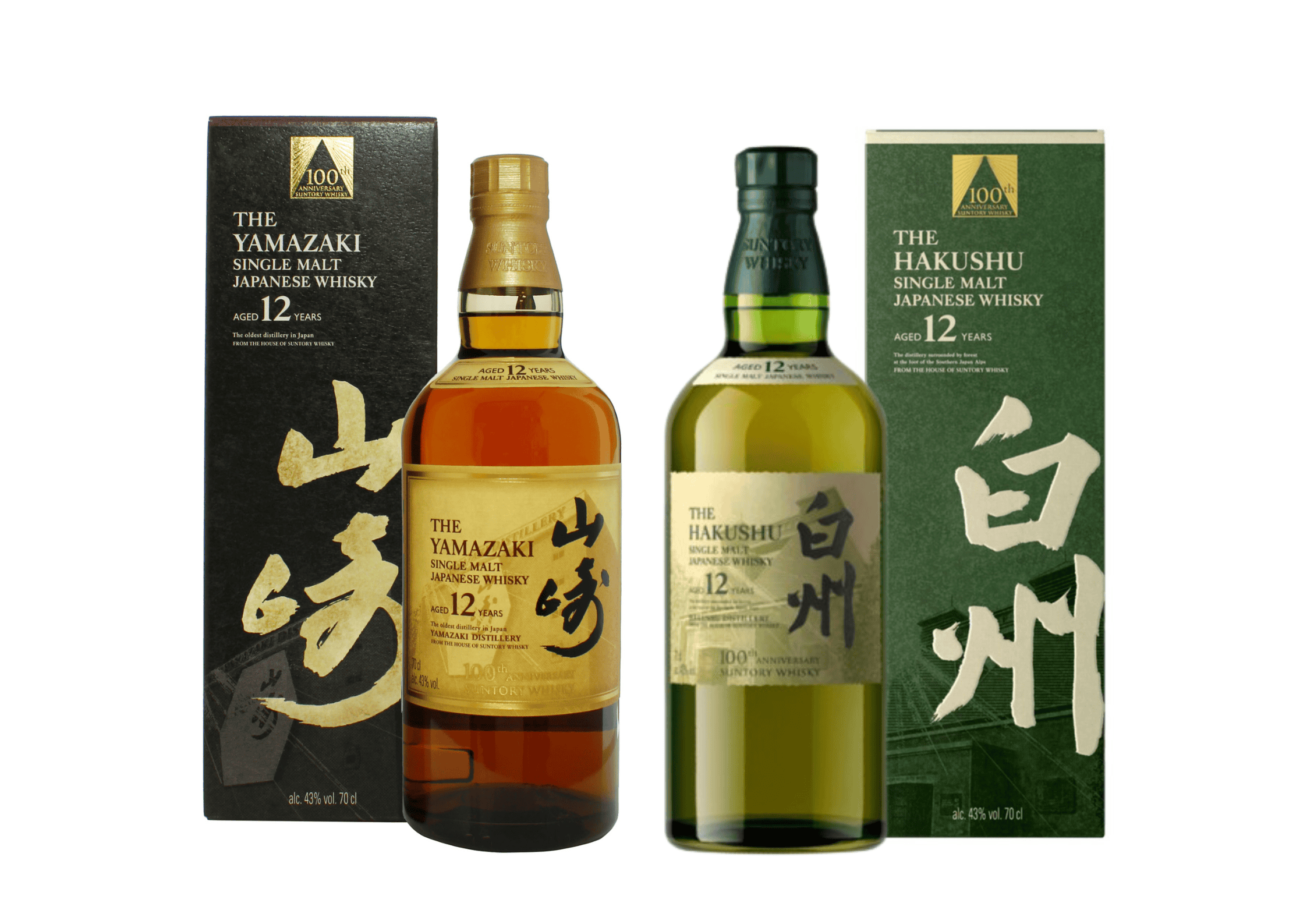 山崎12年100周年&白州12年百周年紀念套組(公司貨) - 花落一杯酒