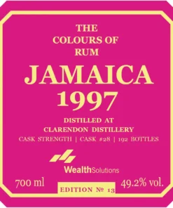 Alternative view of The Colours of Rum Jamaica edition No. 13 Clarendon 24yo 1997 49.2%(蘭姆酒)