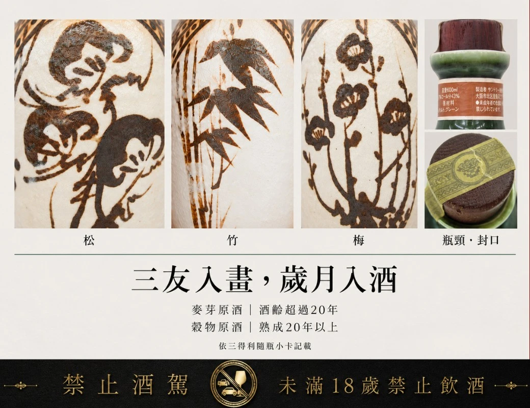 三得利 1996 織部松竹梅文德利瓶:圖片 2