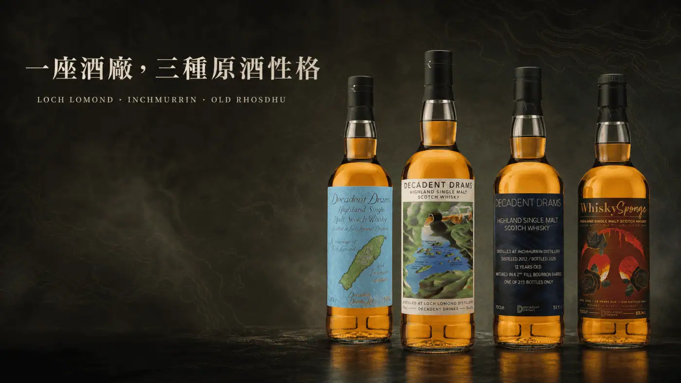 Loch Lomond、Inchmurrin 與 Old Rhosdhu 三種原酒風格主視覺