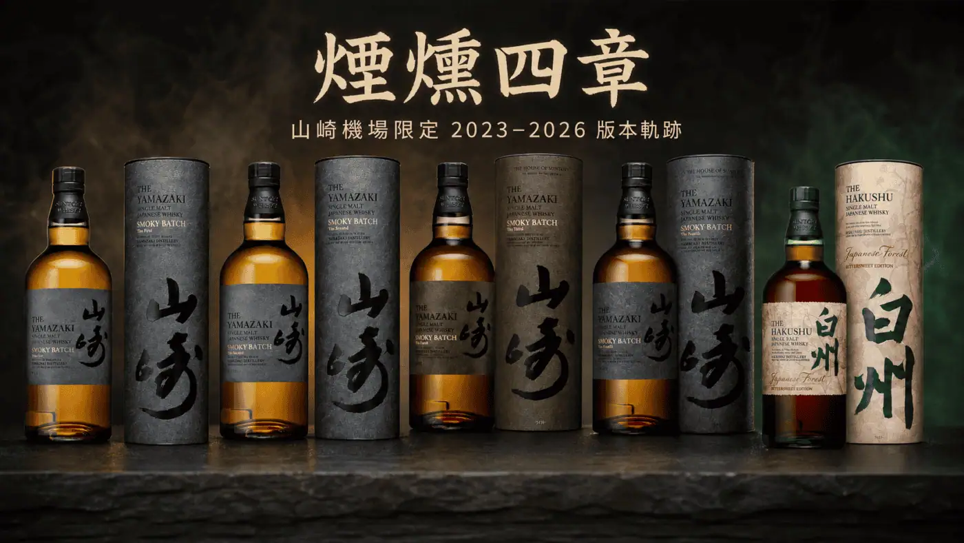 山崎 Smoky Batch The First 至 The Fourth 四個機場限定批次與白州 Japanese Forest Bittersweet Edition
