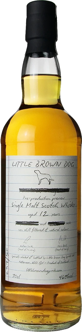 Little Brown Dog, Aberdeenshire Single Malt (Glen Garioch), 12yo, 60% 1st fill bourbon and 40% sherry (PX and Oloroso, refill and 1st fill), 46%