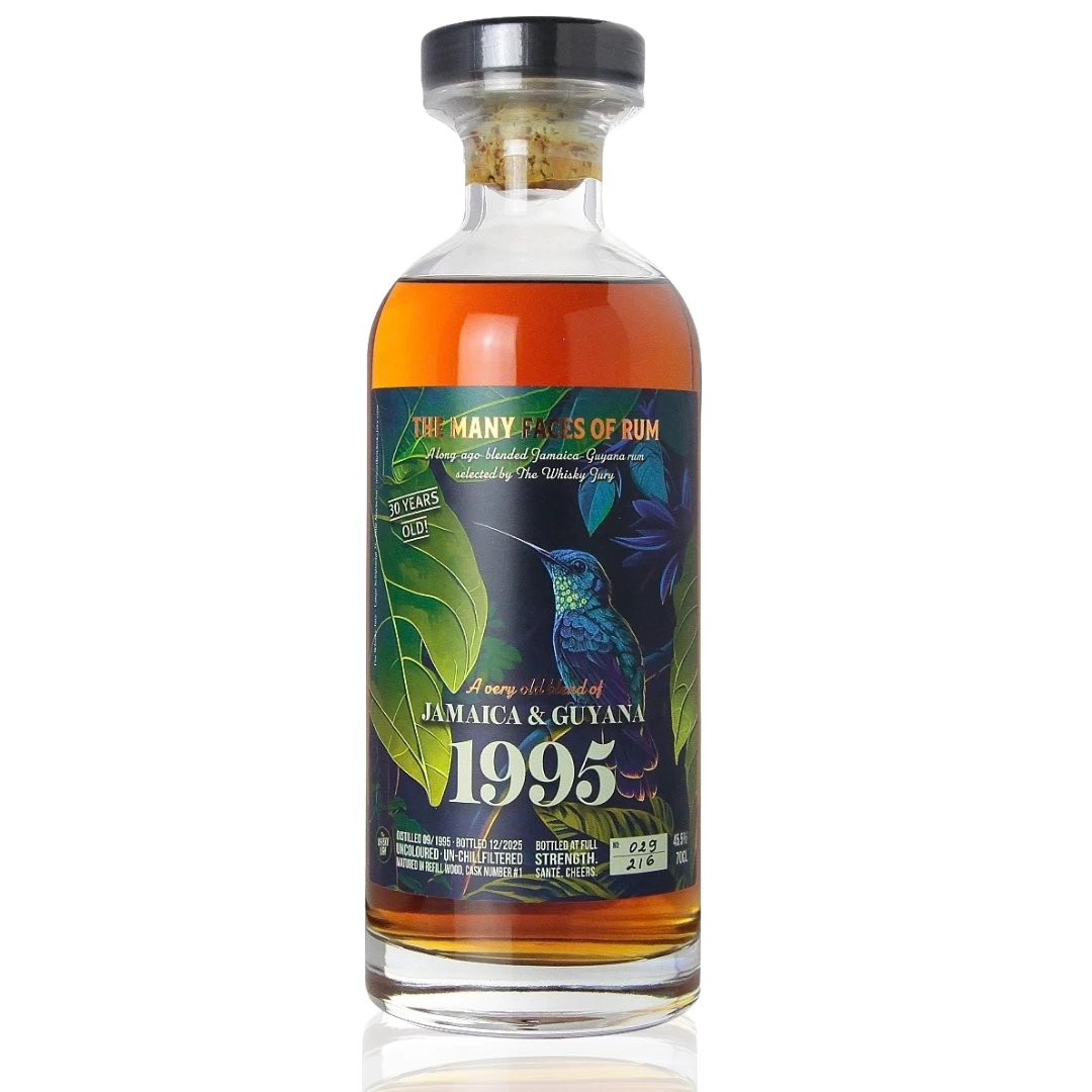 The Whisky Jury, The Many Faces of Rum, Jamaica & Guyana, 1995, 2025, 30yo, Refill Wood, 45.5%