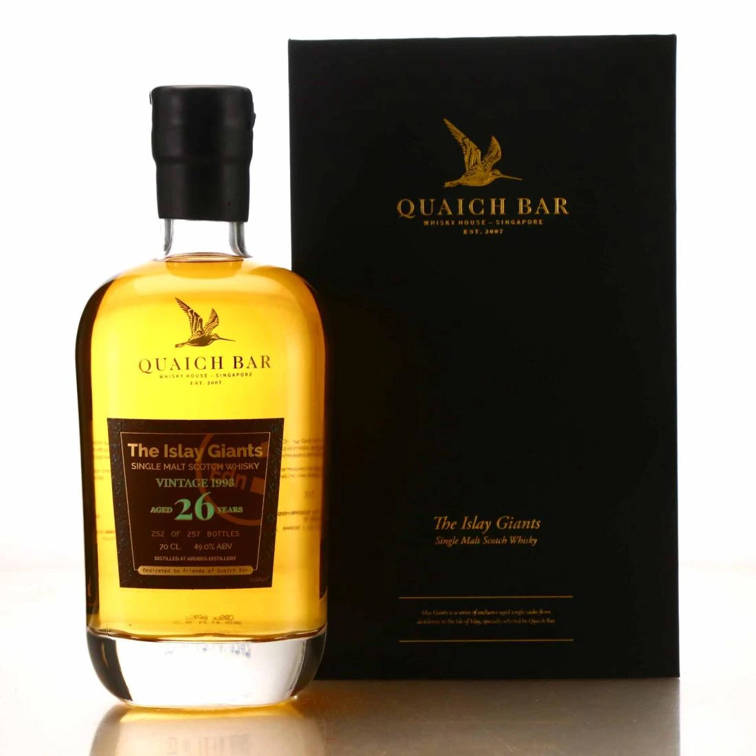 雅柏 Ardbeg 1993 26年 The Islay Giants 49% 酒瓶與外盒正面