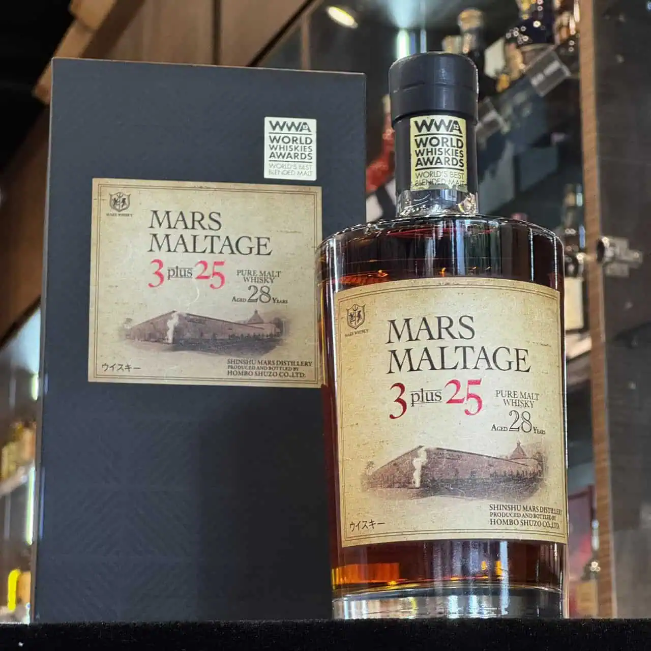 MARS MALTAGE 3 PLUS 25 28年完整瓶身與外盒正面