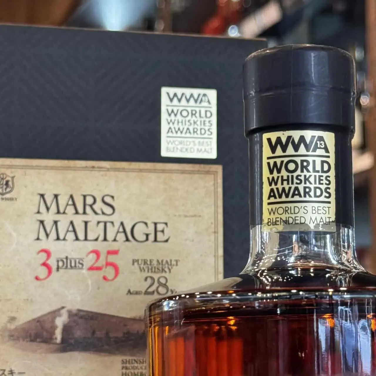 MARS 3+25 瓶頸與外盒 WWA 2013 世界最佳調和麥芽標示